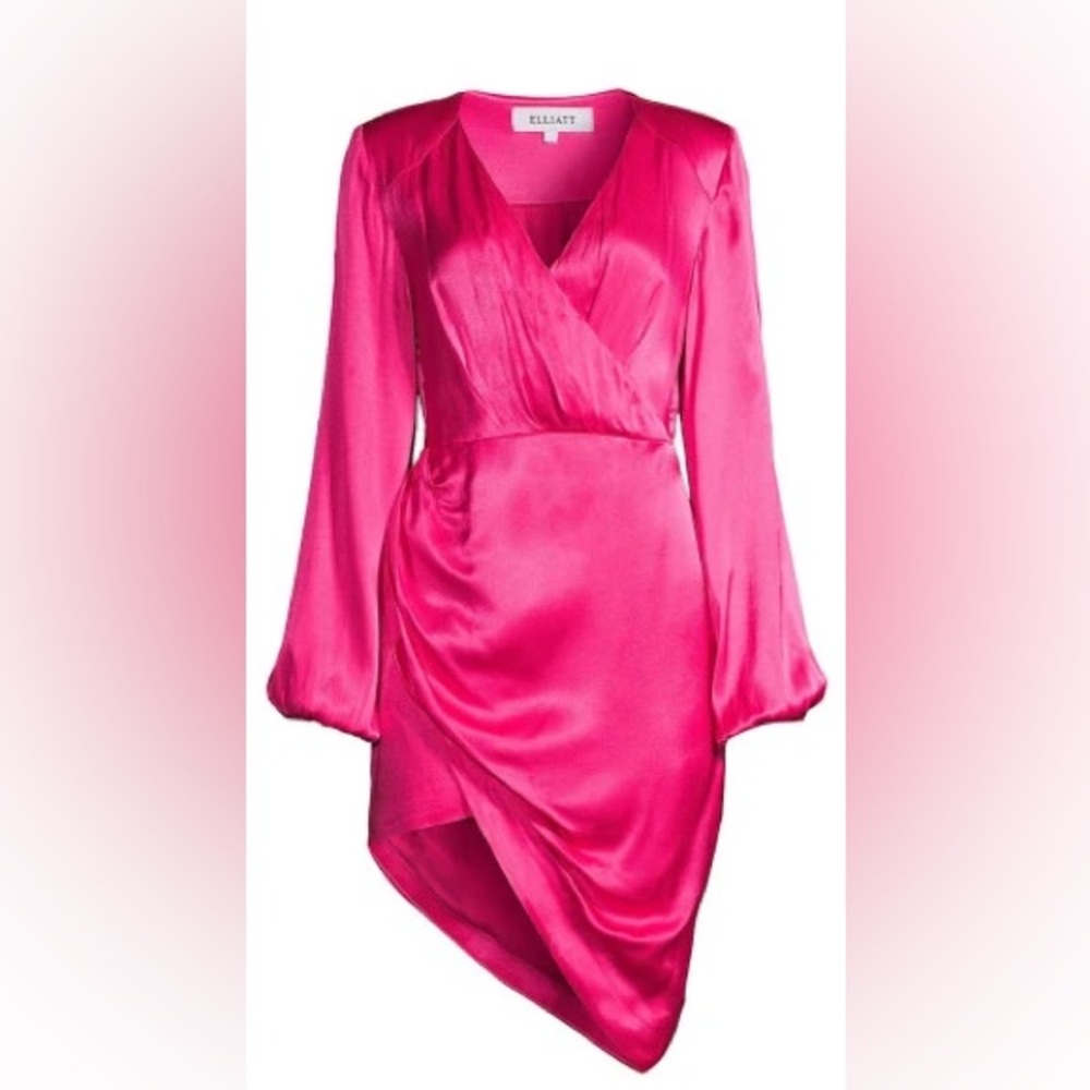 Elliatt Women's Devon Drape Satin Asymmetric Dress size XS